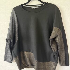 Alembika Black Top with Metallic Bronze Trim